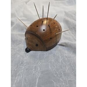Vintage Wooden holder for toothpicks - hedgehog